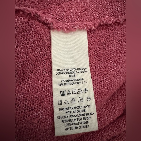 We The Free Free People Pink Raw Hem Knit Pullover Top Small Slouchy Lightweight - Picture 9 of 9